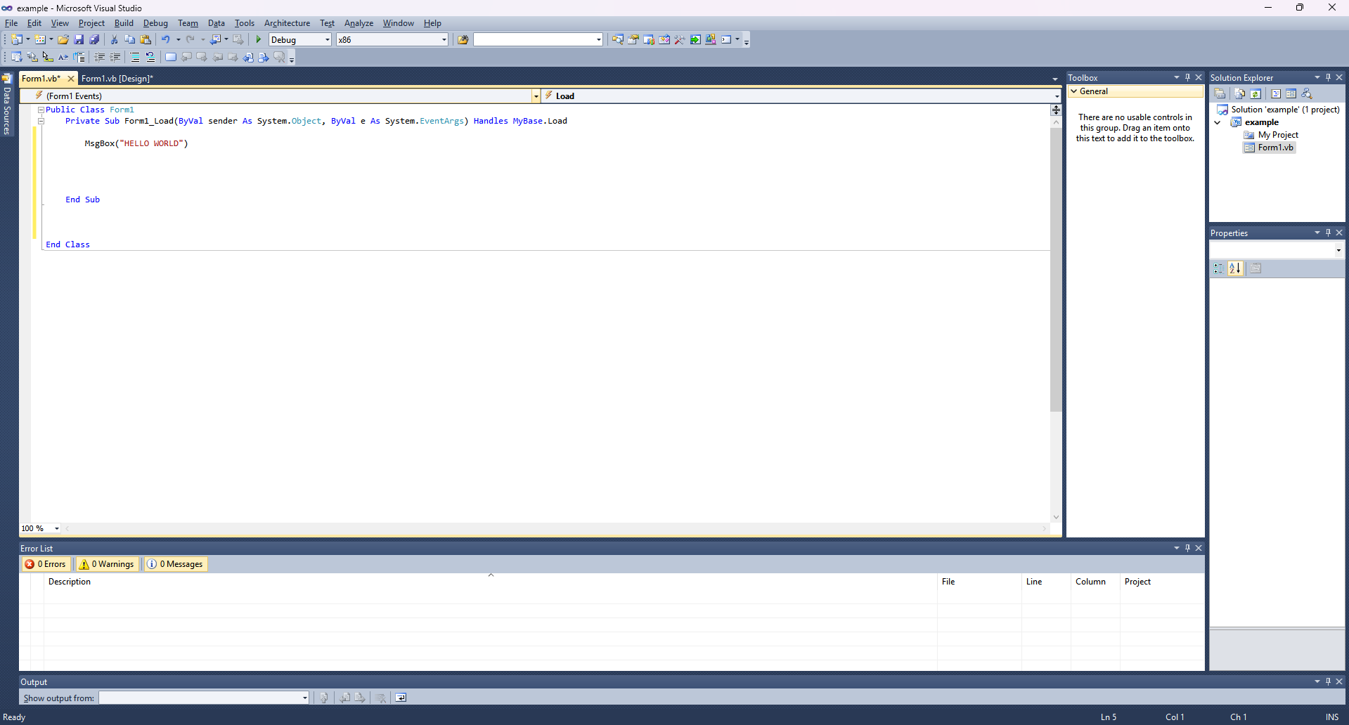 Hello World in VB.NET